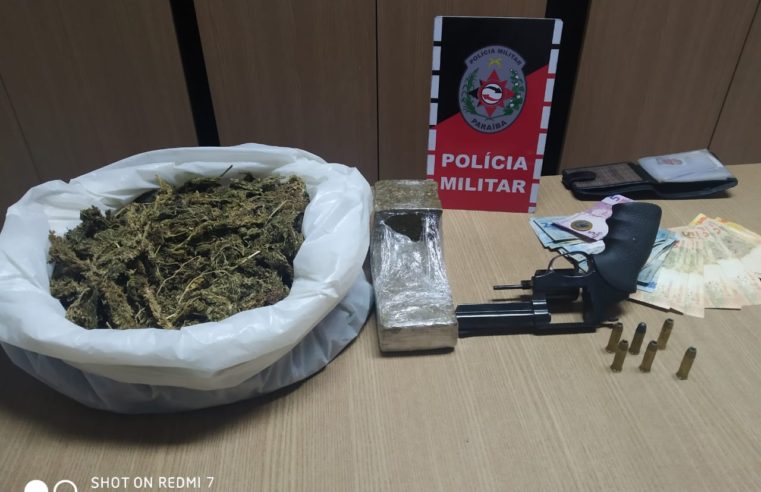 Suspeito que já responde processo por tráfico é preso com arma e mais de 3 kg de drogas na Capital