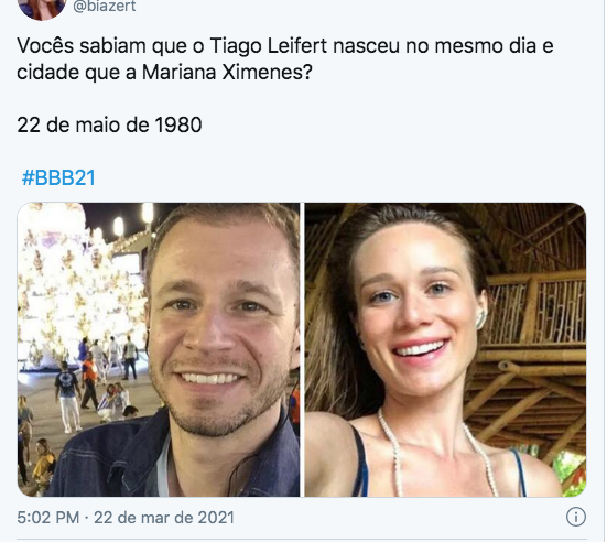 Internautas acreditam que Tiago Leifert e Mariana Ximenes são irmãos e foram separados na maternidade